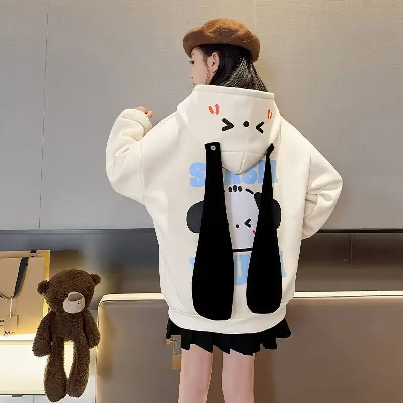 Sudadera con capucha estilo coreano, diseño de perro Pacha de orejas largas, holgada, moderna y versátil, para niños pequeños
