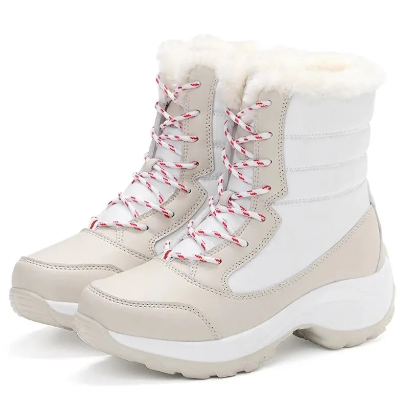 Women's Boots, Winter Waterproof Heel Boots, Platform Train Ankle Boots, Warm Snow Shoes, Outdoor Plush Short Boots