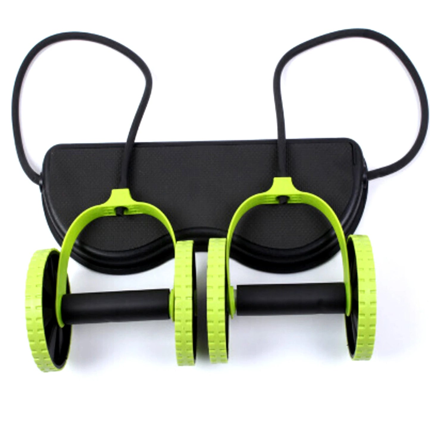 Equipo de ejercicio multifuncional Abdominal, rueda de doble rodillo con bandas de resistencia, estera para rodilla, tren de adelgazamiento de cintura, gimnasio en casa