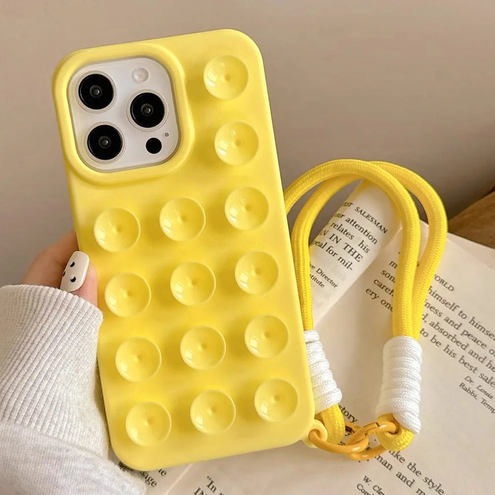 Funda de teléfono de silicona suave con ventosa para iPhone 16 Pro Max 17 13 14 11 12 15 Pro Max Plus antideslizante a prueba de golpes cubierta de Color caramelo