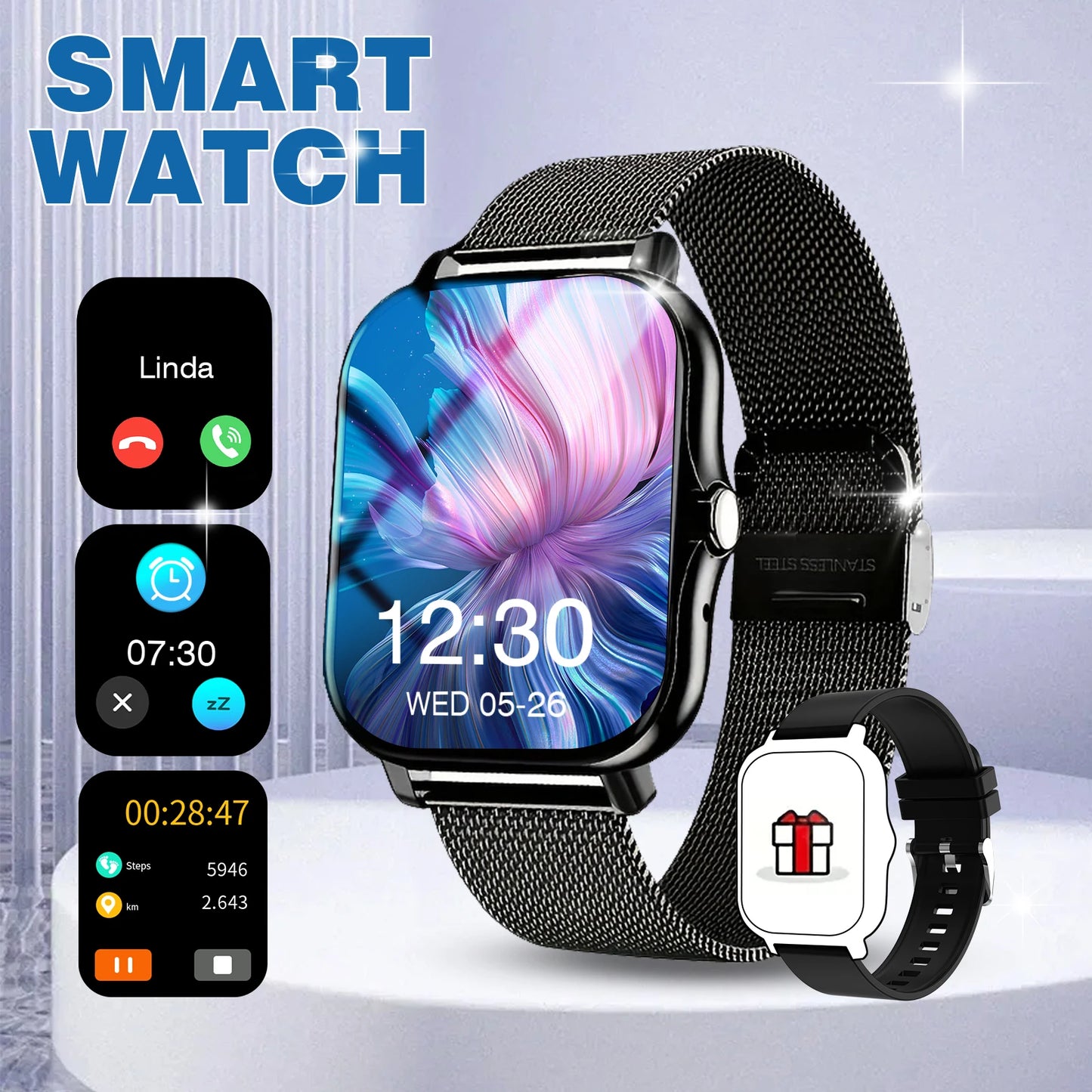 Smartwatch Multifunctional sports smartwatch, wireless calling, custom watch faces, music control