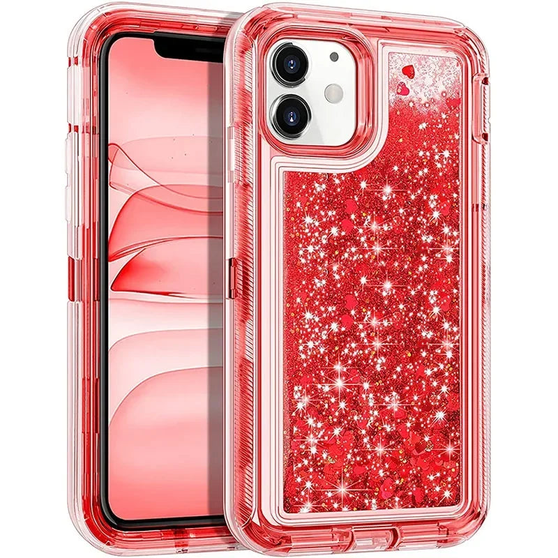 Funda de lujo con purpurina dinámica y arena movediza para IPhone 17 16 15 14 13 Pro Max X XSMAX XR SE 6 7 8 Plus, funda de teléfono pesada a prueba de golpes