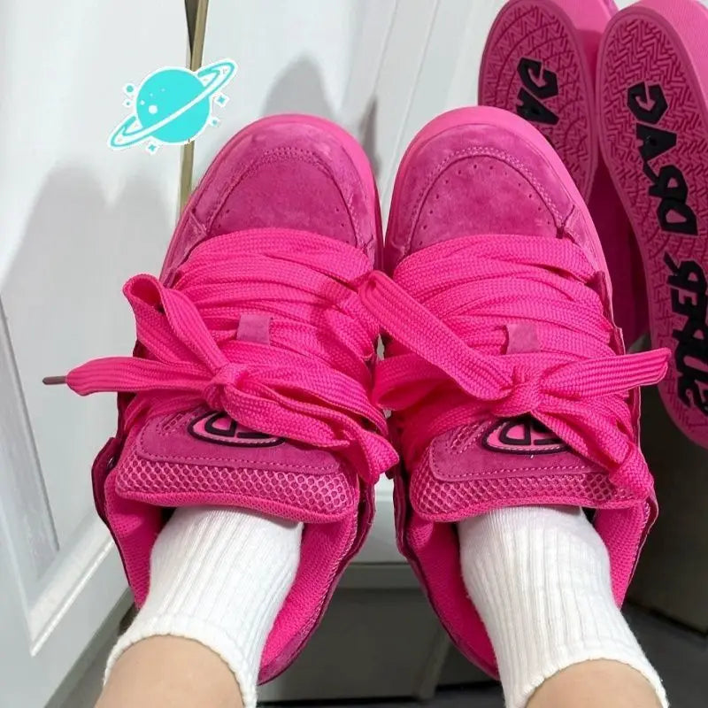 Women's Classic Mesh Breathable Casual Shoes, Non-Slip Wear-Resistant Thick-Soled Athletic Footwear for Campus Morning Runs