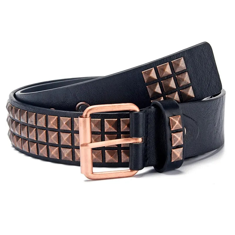 Nuevo cinturón con remaches de cuentas cuadradas a la moda, cinturón piramidal de Metal para hombres y mujeres, Hardware Punk, cinturón vaquero Y2K, cinturón de diseñador, cinturón para mujer