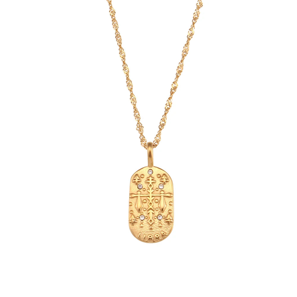 E.B.belle-collar de acero inoxidable con signo del zodiaco para mujer, joyería brillante, constelación, 2024