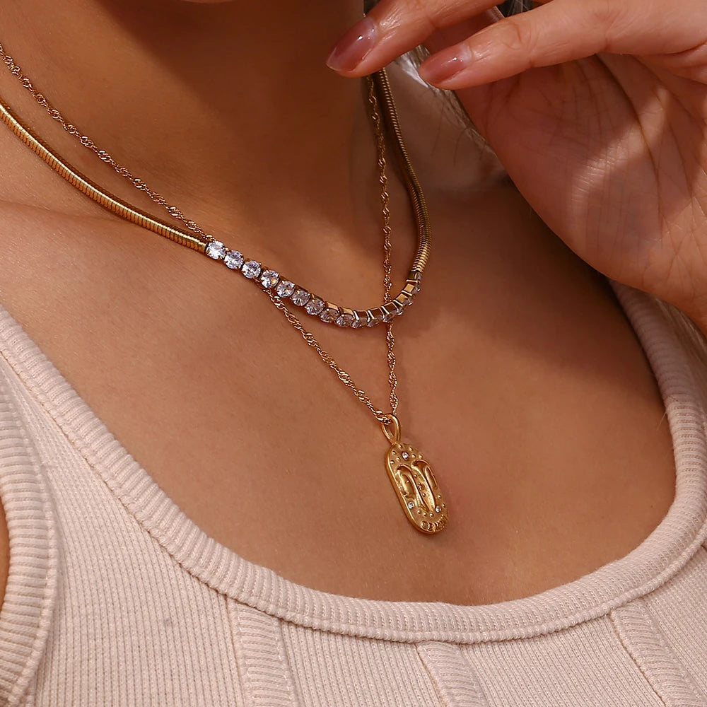 E.B.belle-collar de acero inoxidable con signo del zodiaco para mujer, joyería brillante, constelación, 2024