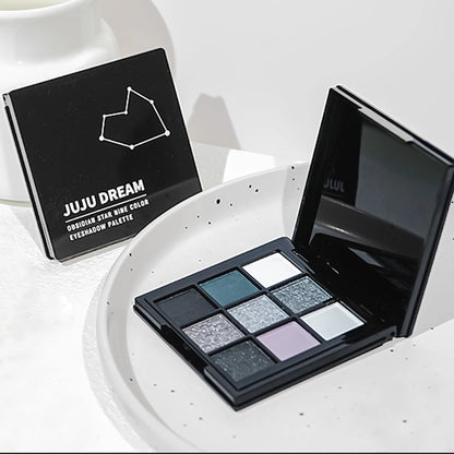 Paleta de sombras de ojos de 9 sombras: Black Swan, Smoky, Dark Black, Grey Silver Glitter, acabado mate, duradero y fácil de colorear