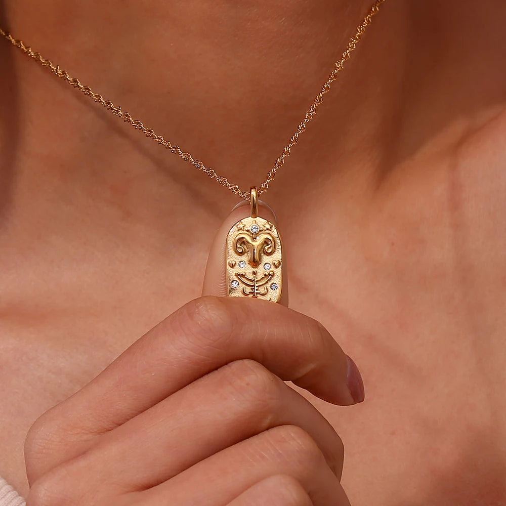 E.B.belle-collar de acero inoxidable con signo del zodiaco para mujer, joyería brillante, constelación, 2024