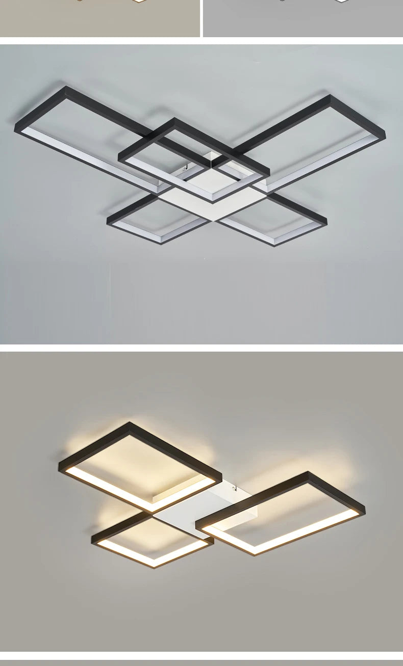 Luces Led de techo modernas para sala de estar, dormitorio, lustre, decoración del hogar, luz de techo regulable, accesorios de lámpara de techo negro/dorado