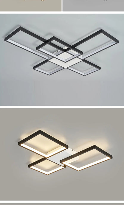Luces Led de techo modernas para sala de estar, dormitorio, lustre, decoración del hogar, luz de techo regulable, accesorios de lámpara de techo negro/dorado