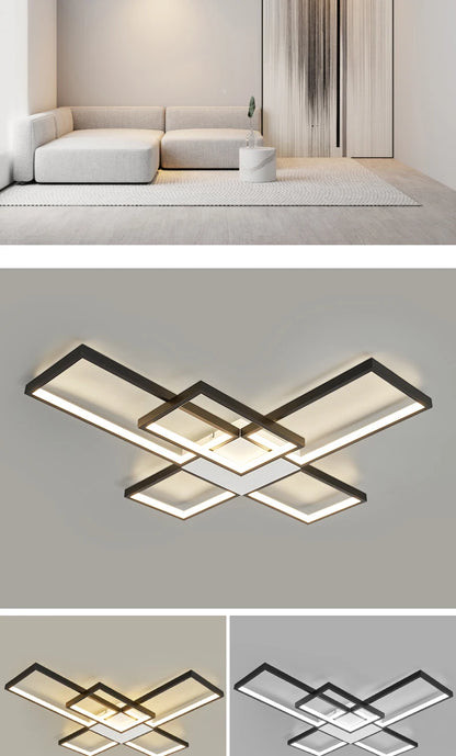 Luces Led de techo modernas para sala de estar, dormitorio, lustre, decoración del hogar, luz de techo regulable, accesorios de lámpara de techo negro/dorado