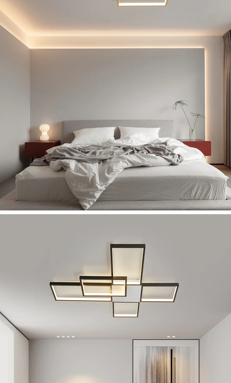 Luces Led de techo modernas para sala de estar, dormitorio, lustre, decoración del hogar, luz de techo regulable, accesorios de lámpara de techo negro/dorado