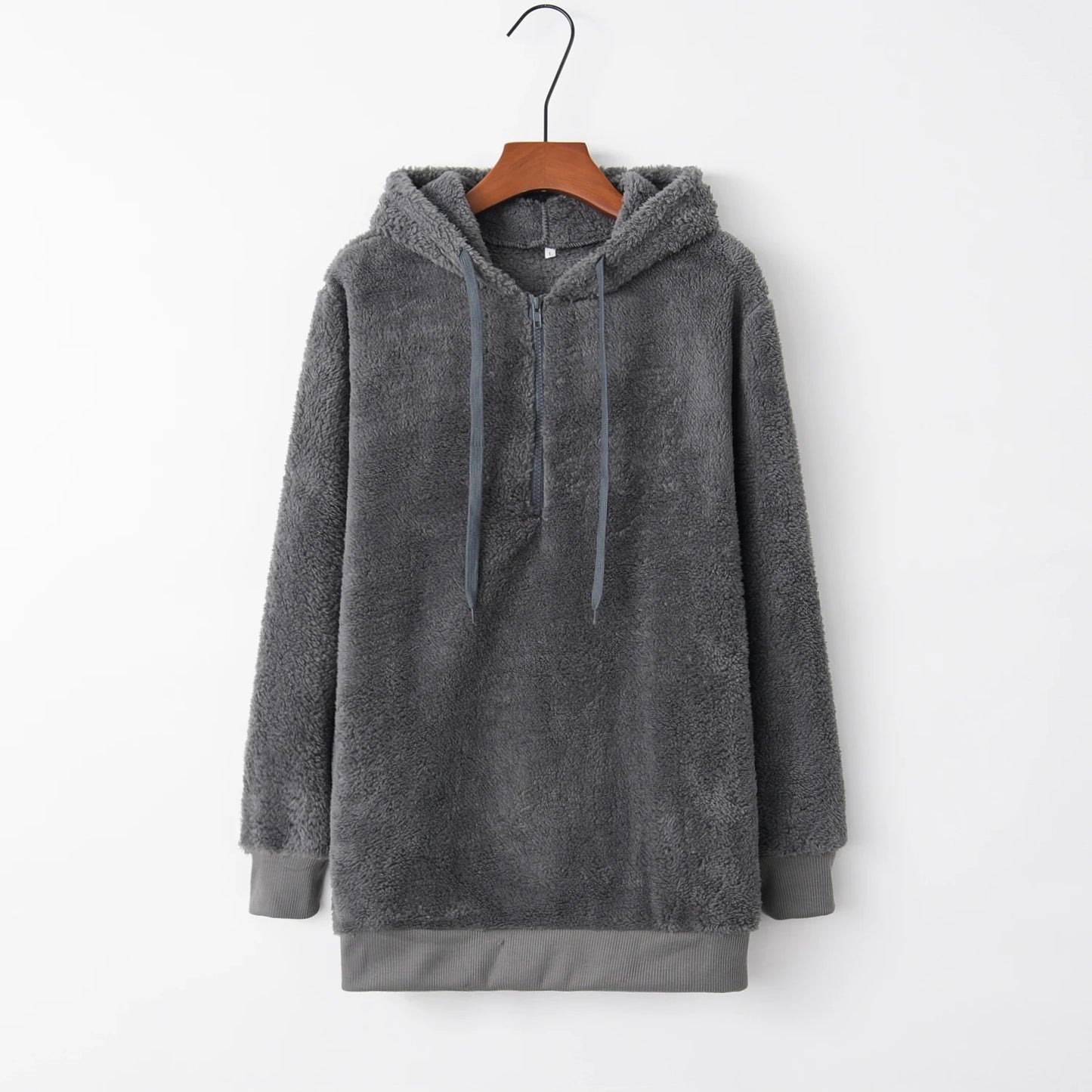 Women's Long Sleeve Hooded Sweatshirt, Monochromatic Coat, Fashion Trend