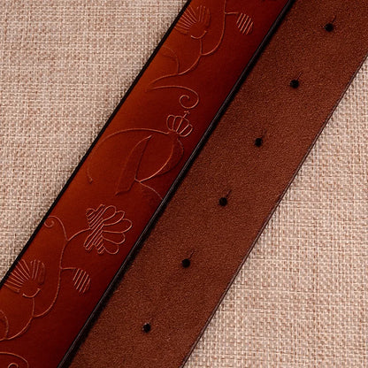 Women's Sunflower Design Pin Buckle Belt, Fashion Business Belts, Brown, White, Black, Red, and Yellow