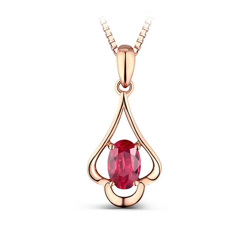 Collar Retro de plata 925, joyería con forma ovalada, colgante de piedras preciosas de rubí, accesorios para mujer, regalo de fiesta de promesa de compromiso de boda