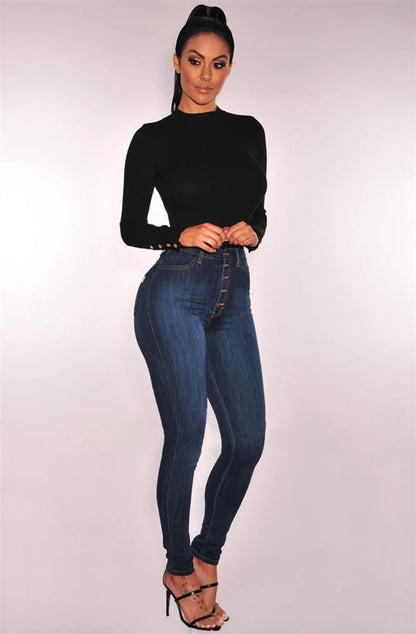 Women's Jeans, High Waist Push Up Jeans, Stretchy, Mom Fit, Washed Skinny Jeans for Women