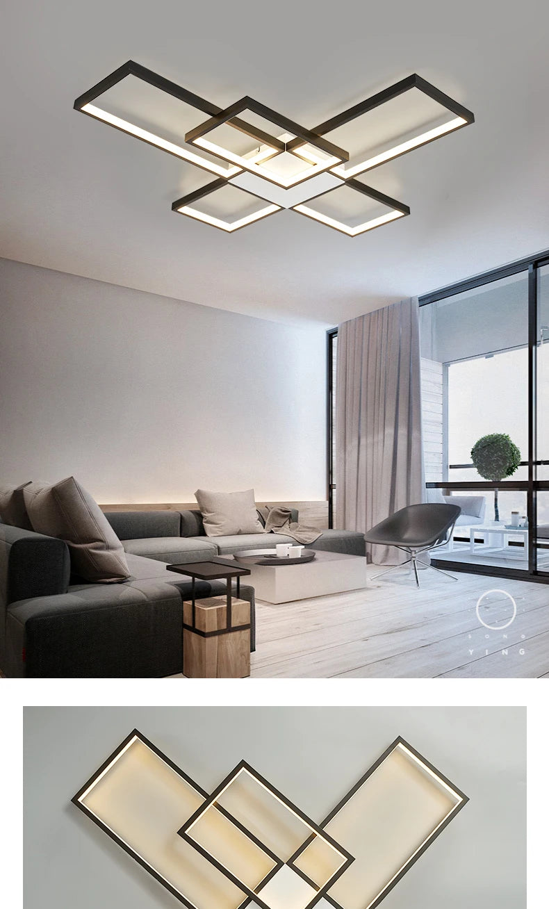 Luces Led de techo modernas para sala de estar, dormitorio, lustre, decoración del hogar, luz de techo regulable, accesorios de lámpara de techo negro/dorado