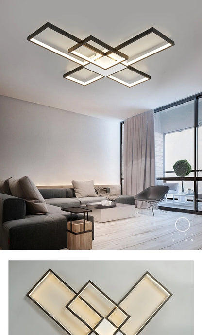 Luces Led de techo modernas para sala de estar, dormitorio, lustre, decoración del hogar, luz de techo regulable, accesorios de lámpara de techo negro/dorado