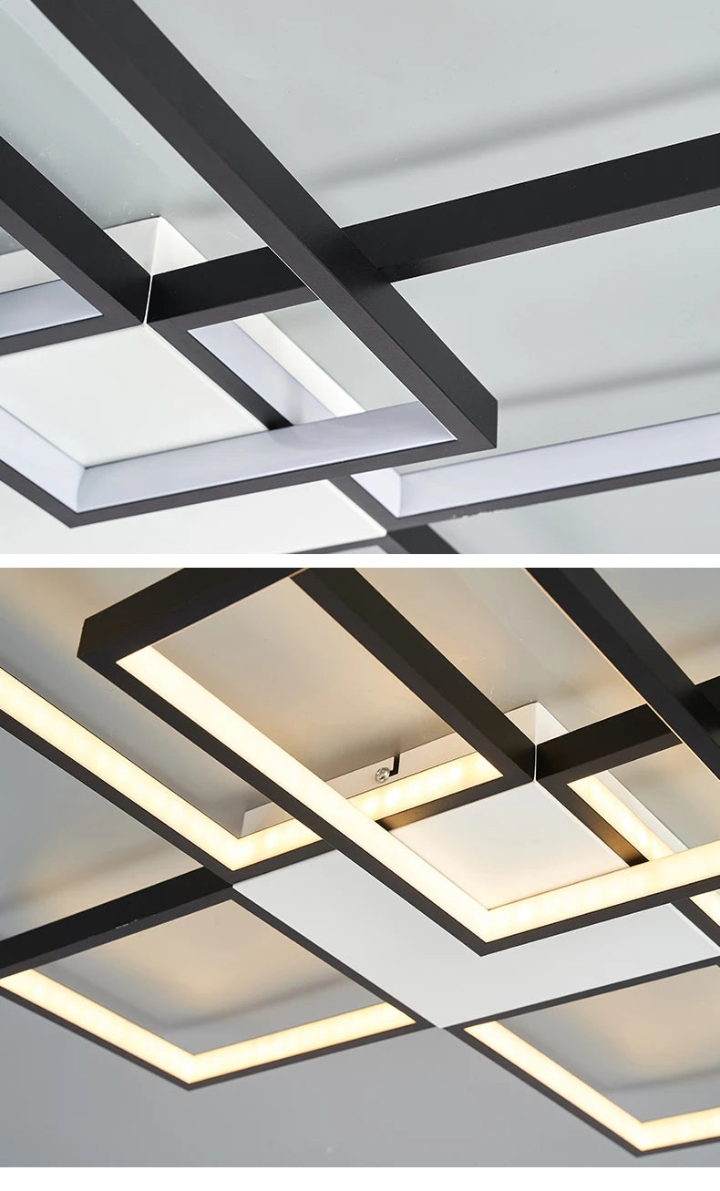 Luces Led de techo modernas para sala de estar, dormitorio, lustre, decoración del hogar, luz de techo regulable, accesorios de lámpara de techo negro/dorado