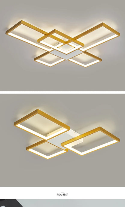 Luces Led de techo modernas para sala de estar, dormitorio, lustre, decoración del hogar, luz de techo regulable, accesorios de lámpara de techo negro/dorado
