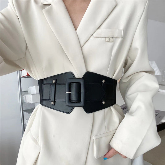 Women's Wide Elastic Corset Belt Dress Outfit Elastic Girdle Plus Size Belts for Women High Quality Large Waist White