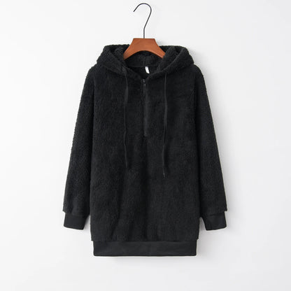 Women's Long Sleeve Hooded Sweatshirt, Monochromatic Coat, Fashion Trend