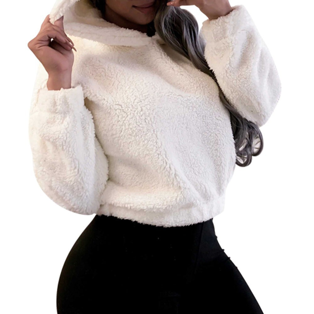 Moda coreana de invierno con orejas de oso, Sudadera con capucha holgada y esponjosa, sudadera cálida, Top de manga larga, jersey liso, ropa para mujer
