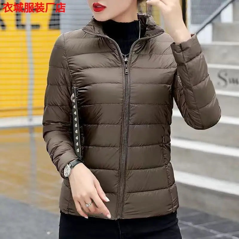 New Women's Hooded Down Jacket, Short, Thick, Warm, Casual, Lightweight, Korean Style, Simple Design