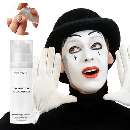 Base líquida blanca pura para maquillaje de escenario COS, corrector de larga duración, ajustador de base blanca pura mezclable, aclara y ilumina