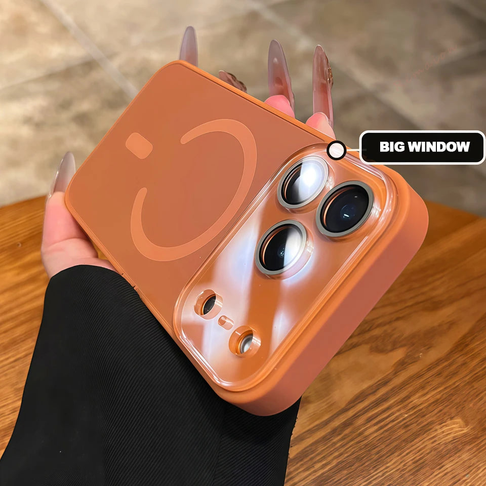 Official Original Magnetic Phone Case for iPhone 17 Air 11 12 13 14 15 16 17 Pro Max Magsafe Large Window Charging Protective Cover