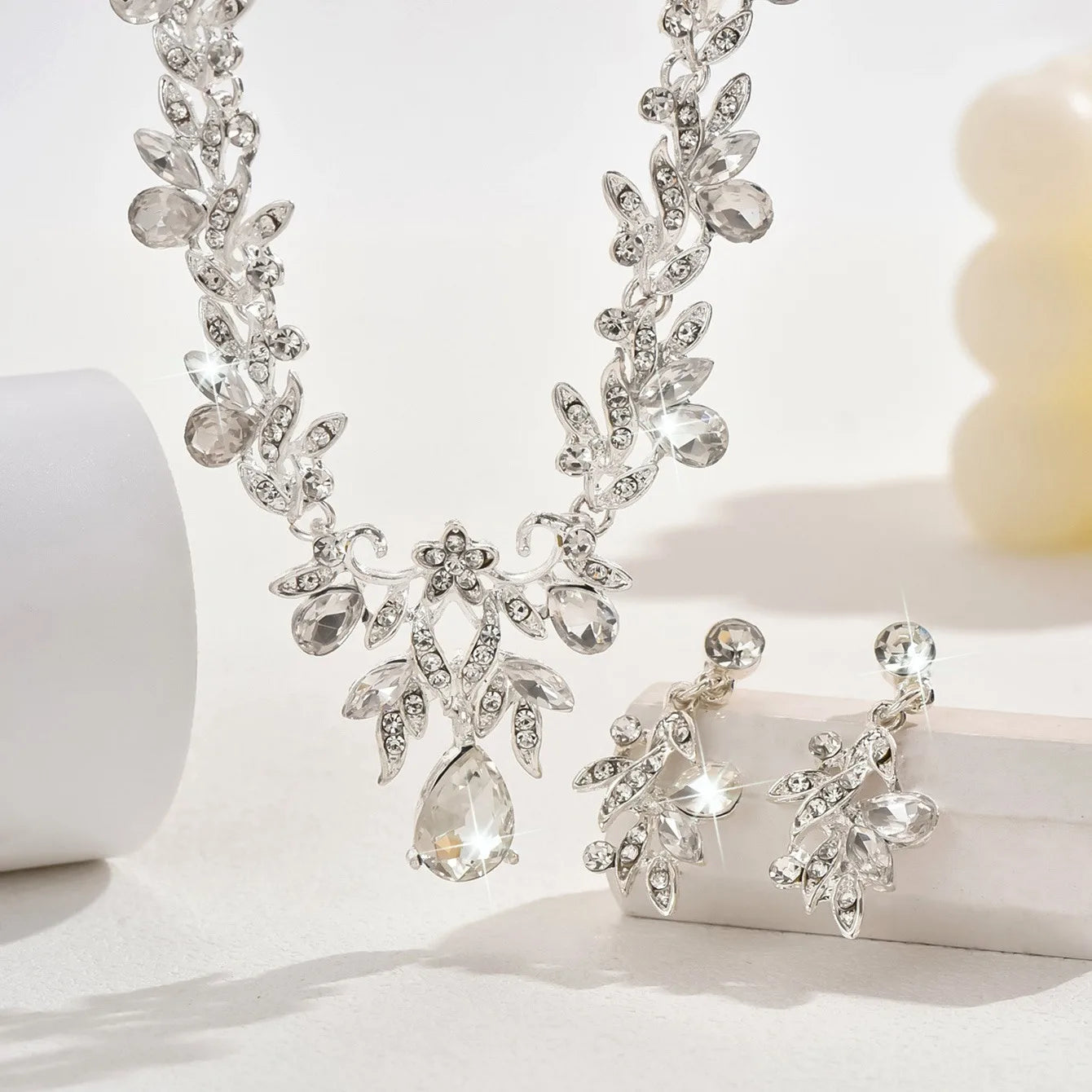 3 Pcs New Fashion Necklace Sets for Women Water Drop Necklace Choker Pendant Jewelry Set for Prom Birthday Wedding Bridal