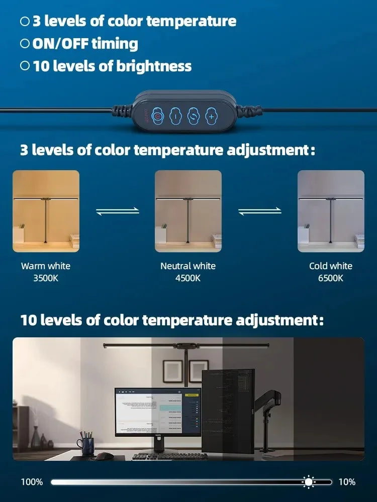 Lámpara de escritorio con Clip Led de un solo cabezal, lámparas de mesa de ordenador regulables, Monitor, luz de arquitecto, lámpara de mesa para luces de lectura de oficina