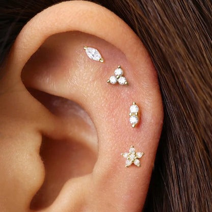 Pendientes de acero inoxidable con forma de estrella, Luna y sol para mujer, uso diario Simple, Piercing para cartílago, joyería Punk Unisex Rock, 1 ud.