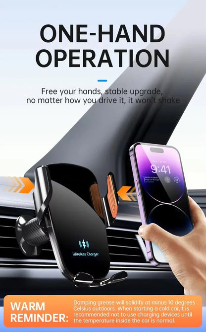 UYUXIO cargador de coche inalámbrico salida de aire soporte de teléfono de carga rápida en el coche para iPhone 16 Pro Max 15 14 12 13 teléfonos Samsung Android