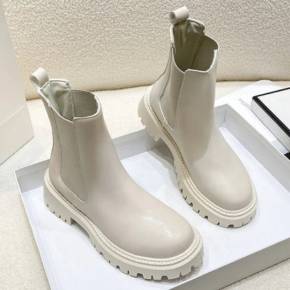 Botas Chelsea, nuevos zapatos de invierno de suela gruesa para mujer, botas cortas de suela gruesa a la moda de otoño para mujer
