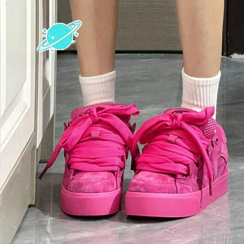 Zapatos informales transpirables de malla clásica para mujer, calzado deportivo antideslizante y resistente al desgaste con suela gruesa para correr por la mañana en el campus