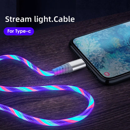 MVQF 5A Fast Charging Cable, Luminous LED Cable, Micro USB TypeC Data Cable, Flowing Streamer Light, USB C LED Cable for Huawei Xiaomi.