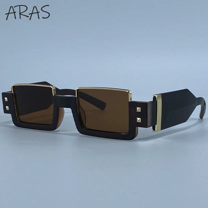 Punk Y2K 2026 Square Luxury Brand Sunglasses, Retro Steampunk Sunglasses for Women, Outdoor UV400 Sunglasses
