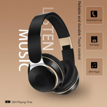 Auriculares Inalámbricos Bluetooth 2026, Auriculares Estéreo con Diadema, Soporte para Tarjeta SD y Micrófono para iPhone, Samsung y Tabletas