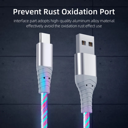 MVQF 5A Fast Charging Cable, Luminous LED Cable, Micro USB TypeC Data Cable, Flowing Streamer Light, USB C LED Cable for Huawei Xiaomi.