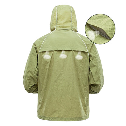 EUMERGX Waterproof Jacket for Men and Women, Windbreaker with Sun Protection for Fishing, Climbing, Hiking, Lightweight Rain Coat, Unisex, for Summer