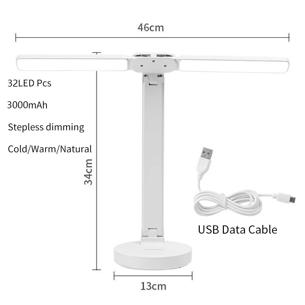 LED Desk Lamp, Dimmable Touch Folding Table Lamp with USB, Calendar, Temperature Clock, Night Light for Study, Reading Lamp