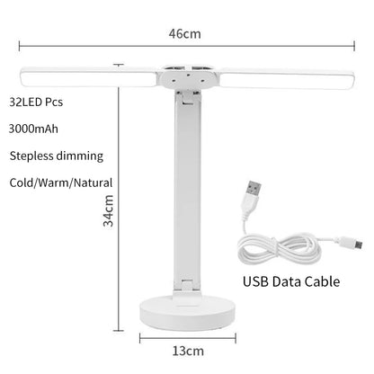 LED Desk Lamp, Dimmable Touch Folding Table Lamp with USB, Calendar, Temperature Clock, Night Light for Study, Reading Lamp