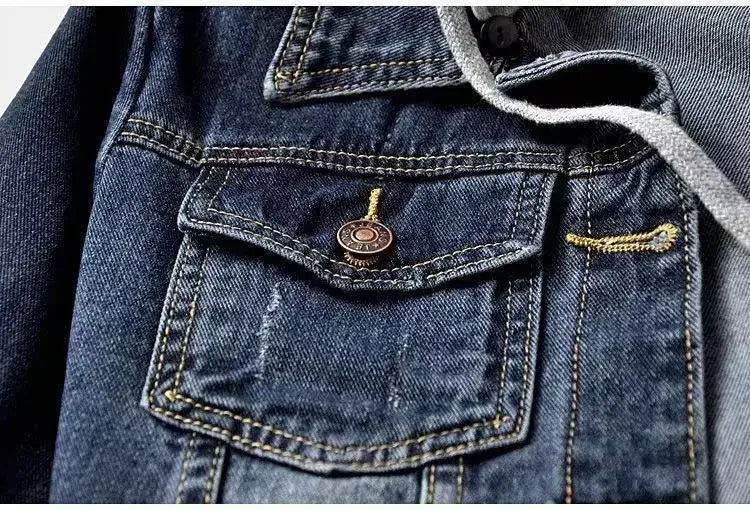 Chaqueta corta vaquera recortada para mujer primavera otoño estilo coreano nueva chaqueta con capucha de manga larga delgada suaviza tu silueta