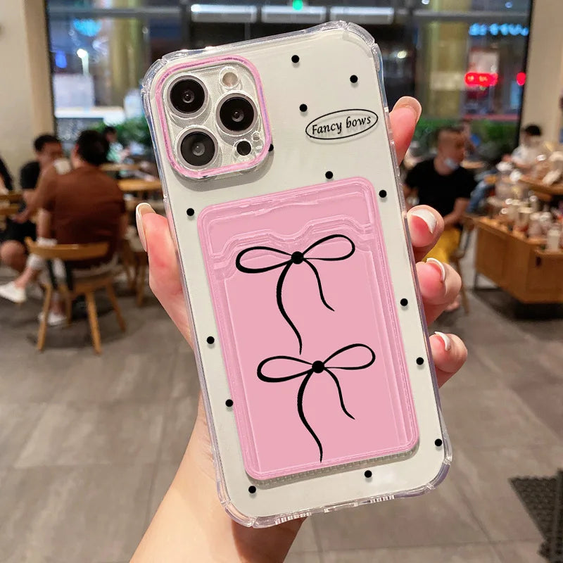 Funda de teléfono con soporte para tarjetas suaves para iPhone 13, 11, 16e, 15, 12, 14, 17, 16 Pro Max, 7 Plus, XR SE, funda transparente con flores estéticas