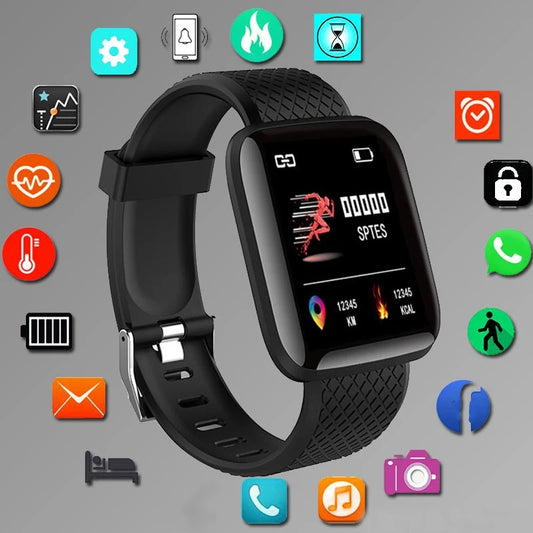 Smartwatch for Men and Women, Message Bracelet, Fitness Monitor, Birthday Gift, Electronic Watch for Android iOS
