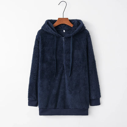 Women's Long Sleeve Hooded Sweatshirt, Monochromatic Coat, Fashion Trend