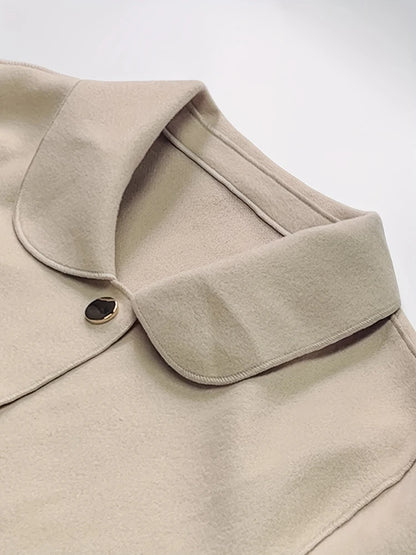 Abrigos de lana cortos lisos clásicos para mujer Otoño Invierno ropa cálida para mujer abotonada abrigo femenino trajes nuevos en prendas de vestir exteriores