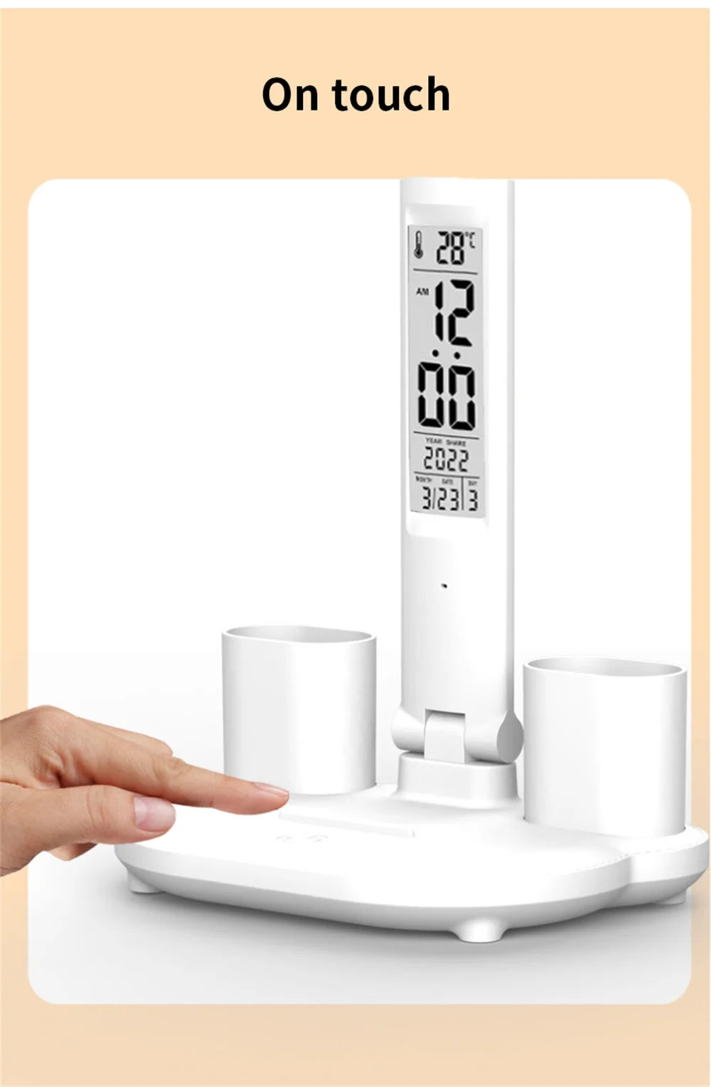 LED Desk Lamp, Dimmable Touch Folding Table Lamp with USB, Calendar, Temperature Clock, Night Light for Study, Reading Lamp