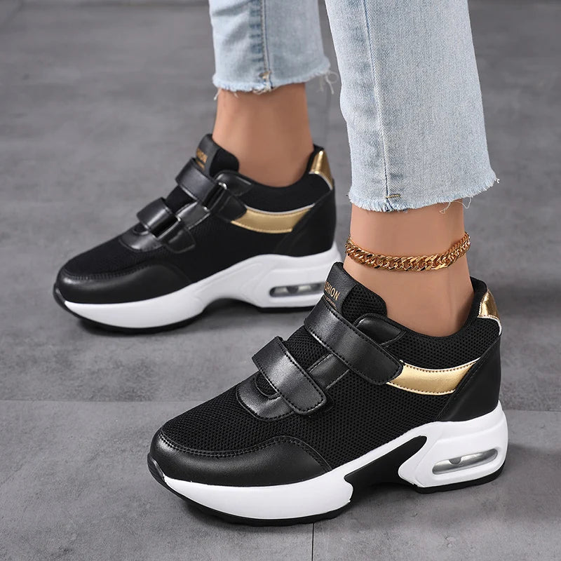 Fashion Platform Women's Shoes, Invisible Height Increasing Casual Shoes, Breathable Air Cushion Walking Travel Shoes